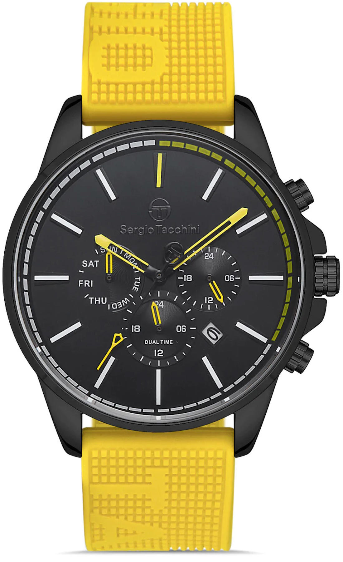 Sergio Tacchini ST.1.10261.2 Takvimli 44 mm Sarı Silikon Kordon Analog Kol Saati
