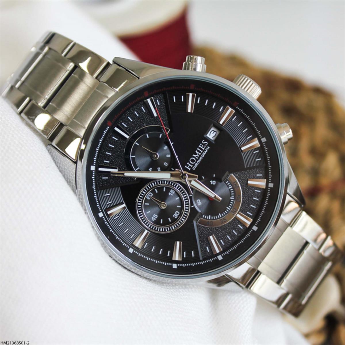 Homies HM21368S01-2 Pusulalı Takvimli 45 mm Çelik Kordon Analog Erkek Kol Saati