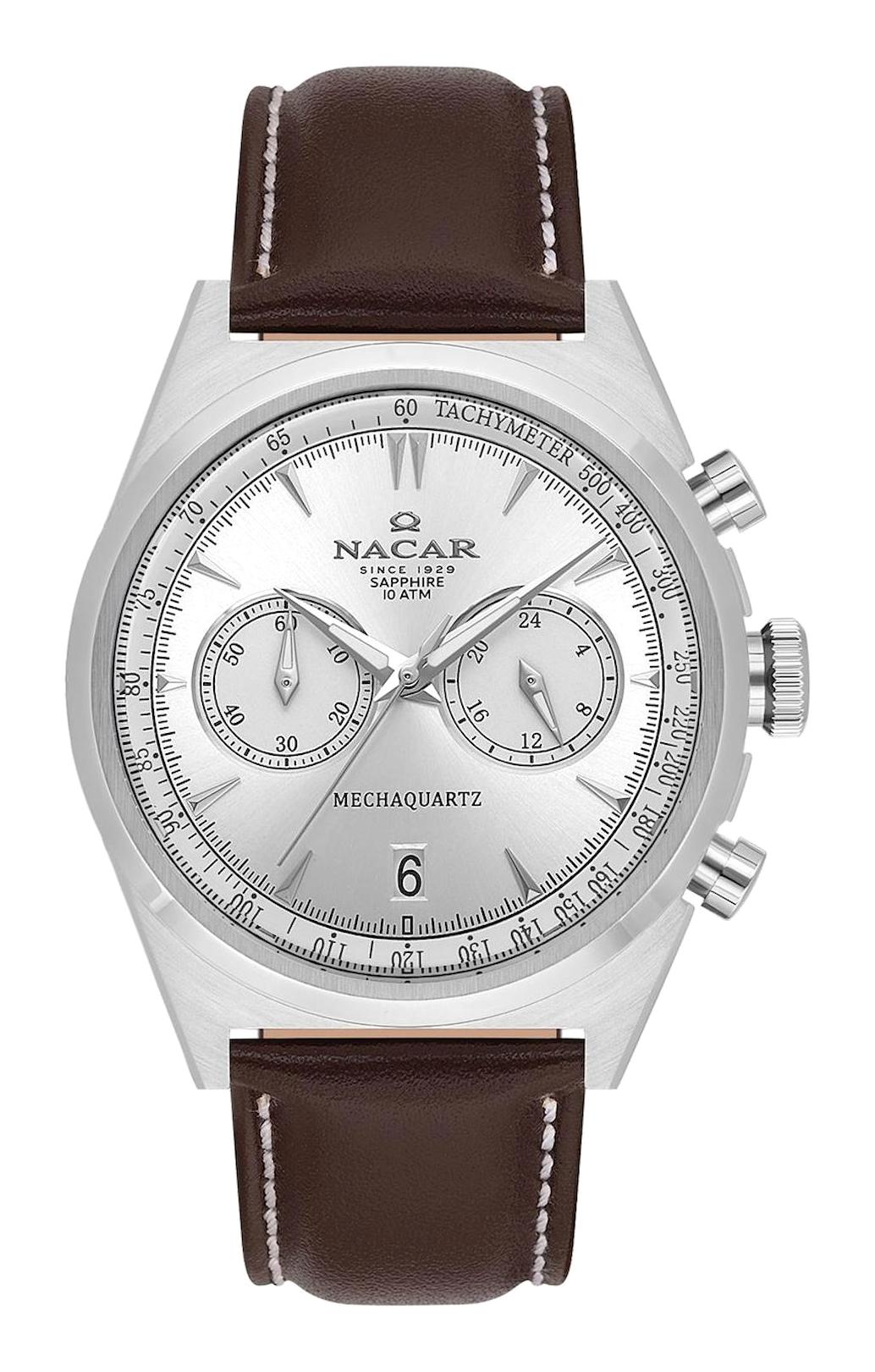 Nacar 38299021ASL2 Takvimli 44 mm Kahverengi Çelik Kordon Analog Kol Saati