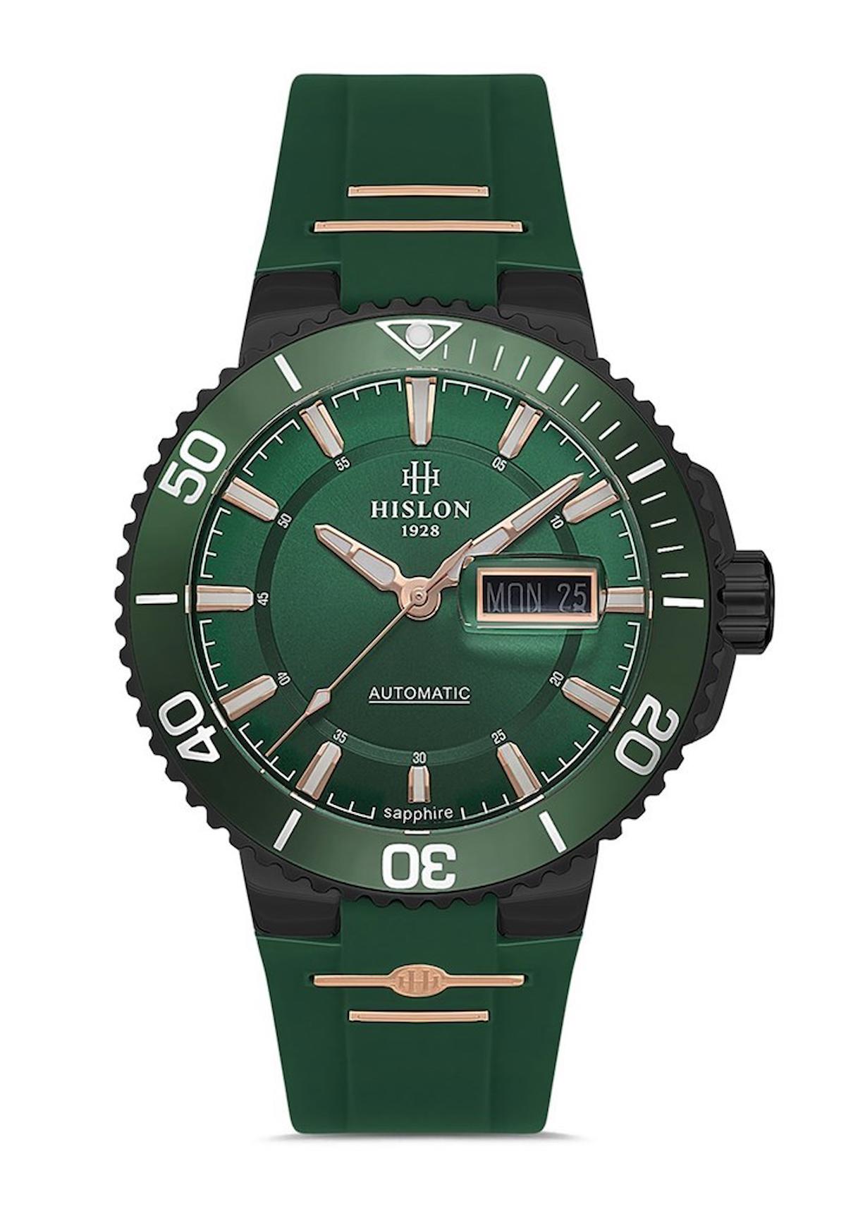 Hislon SD137T-15YR Takvimli 43 mm Yeşil Plastik Kordon Analog Erkek Kol Saati