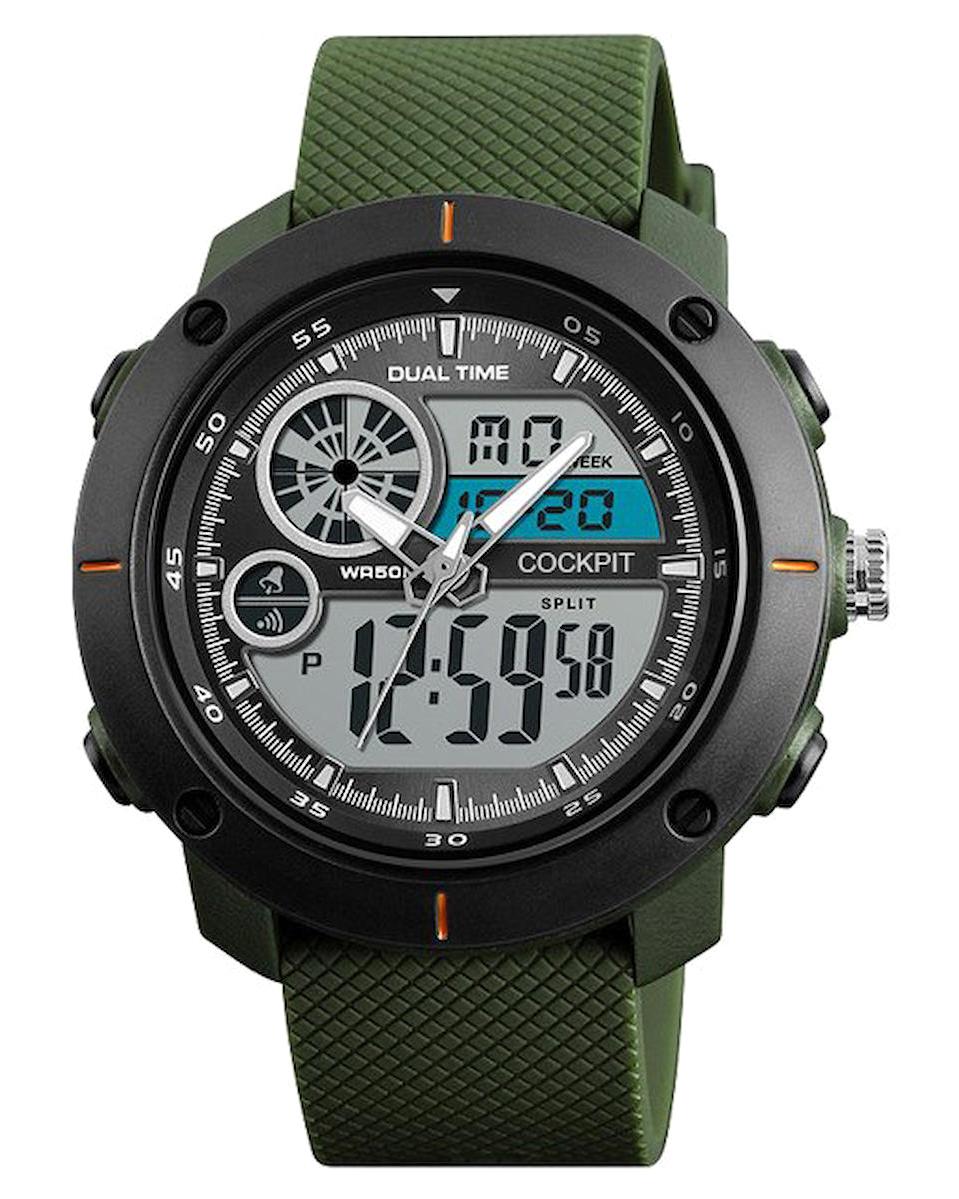 Cockpit CK-4210GN Takvimli Yeşil Silikon Kordon Analog Erkek Kol Saati