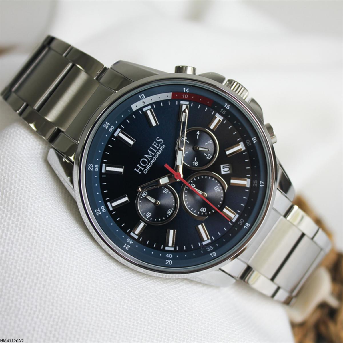 Homies HM41120A2 Pusulalı Takvimli 45 mm Metal Kordon Analog Erkek Kol Saati