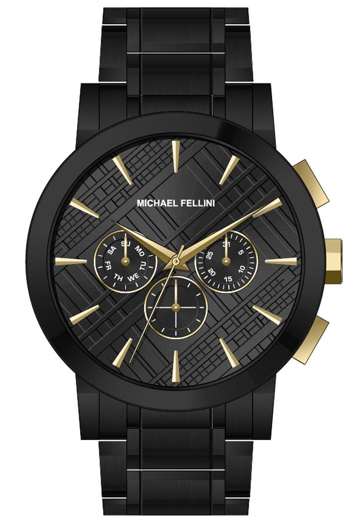 Michael Fellini 2380-10 Takvimli 44 mm Siyah Metal Kordon Analog Erkek Kol Saati