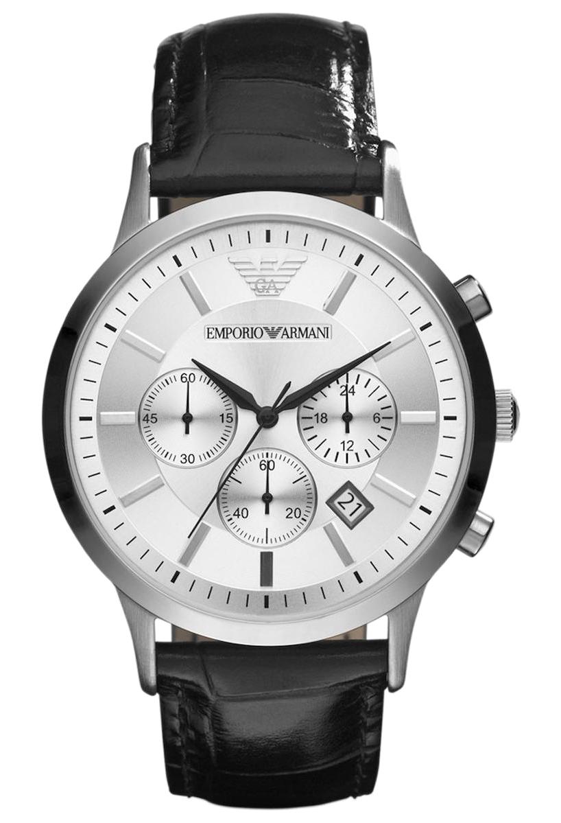 Emporio Armani AR2432 Takvimli 42 mm Siyah Deri Kordon Analog Kol Saati