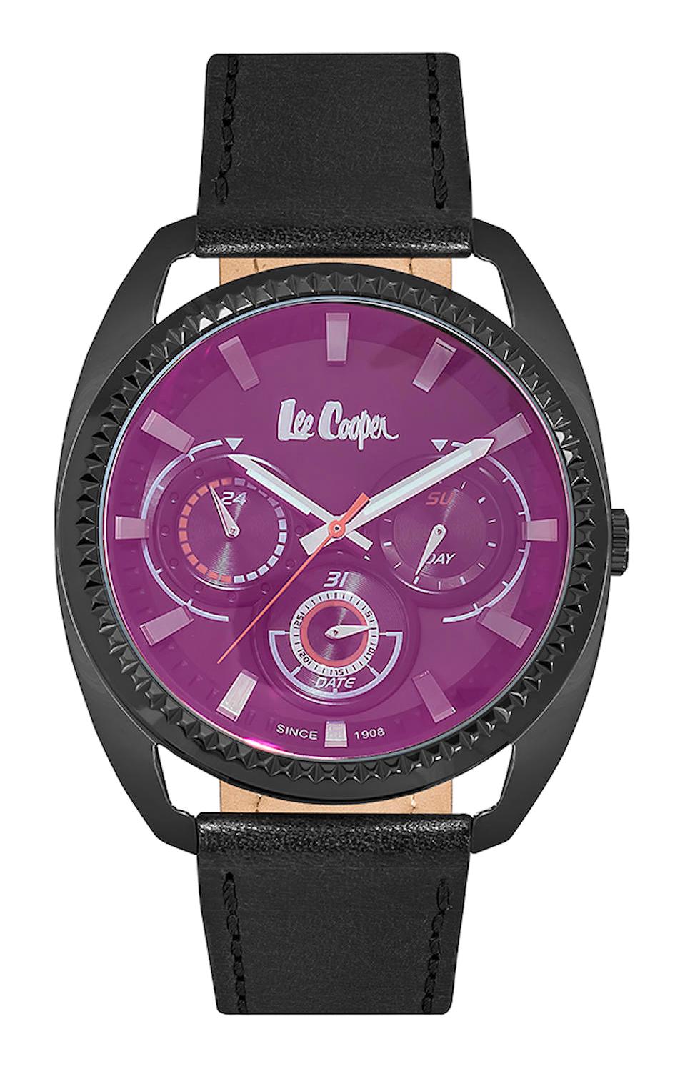 Lee Cooper LC06664.651 Takvimli Siyah Deri Kordon Analog Erkek Kol Saati