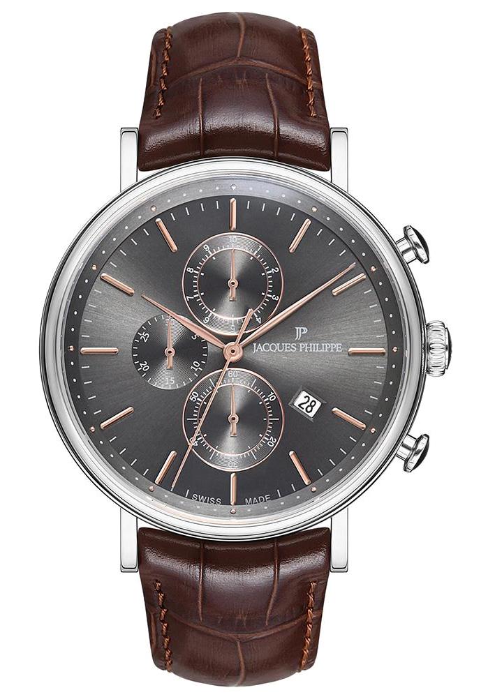 Jacques Philippe JPQGC021143 Takvimli 44 mm Kahverengi Deri Kordon Analog Erkek Kol Saati