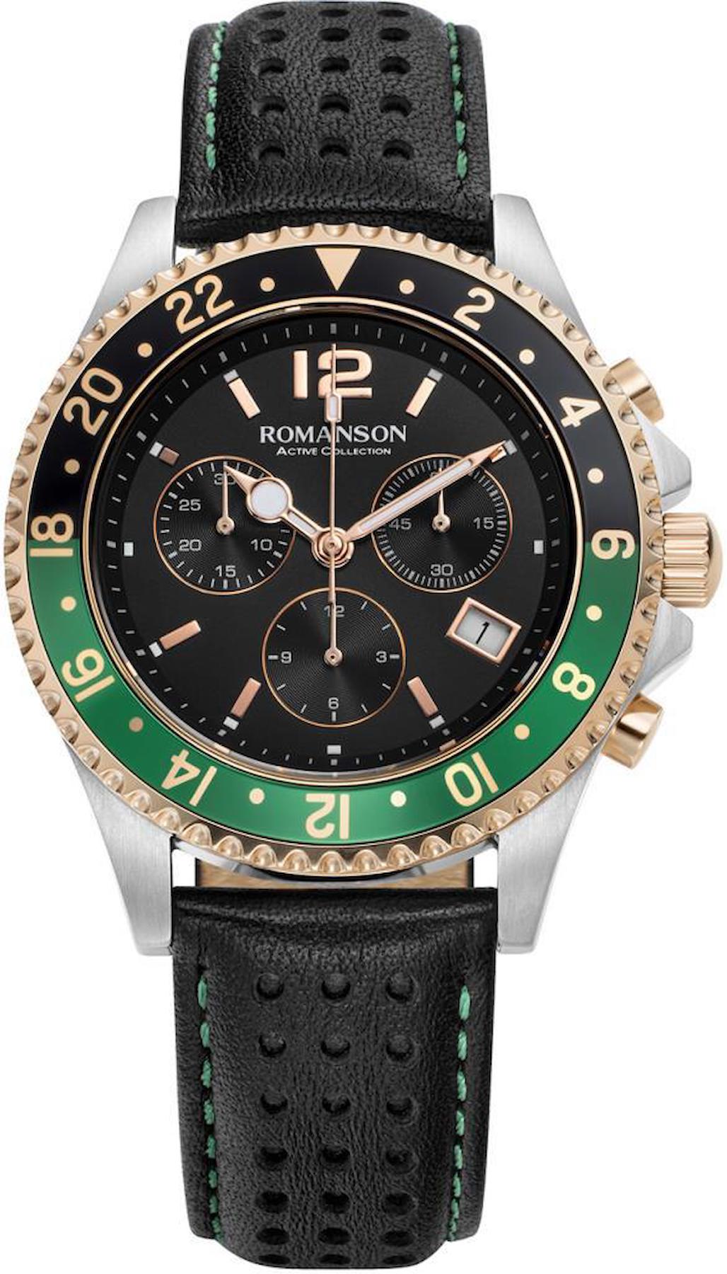 Romanson AL0006HMBJA36R Takvimli 41 mm Siyah Deri Kordon Analog Erkek Kol Saati