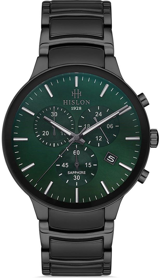 Hislon MS110N-15SN Pusulalı Takvimli 42 mm Siyah Çelik Kordon Analog Erkek Kol Saati