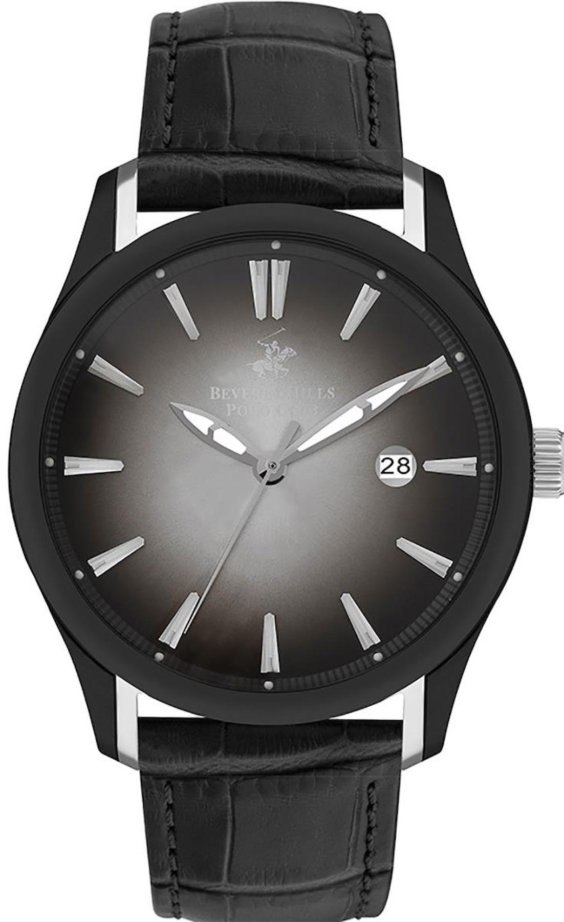 Beverly Hills Polo Club BP3410X651 Takvimli 45 mm Siyah Deri Kordon Analog Erkek Kol Saati