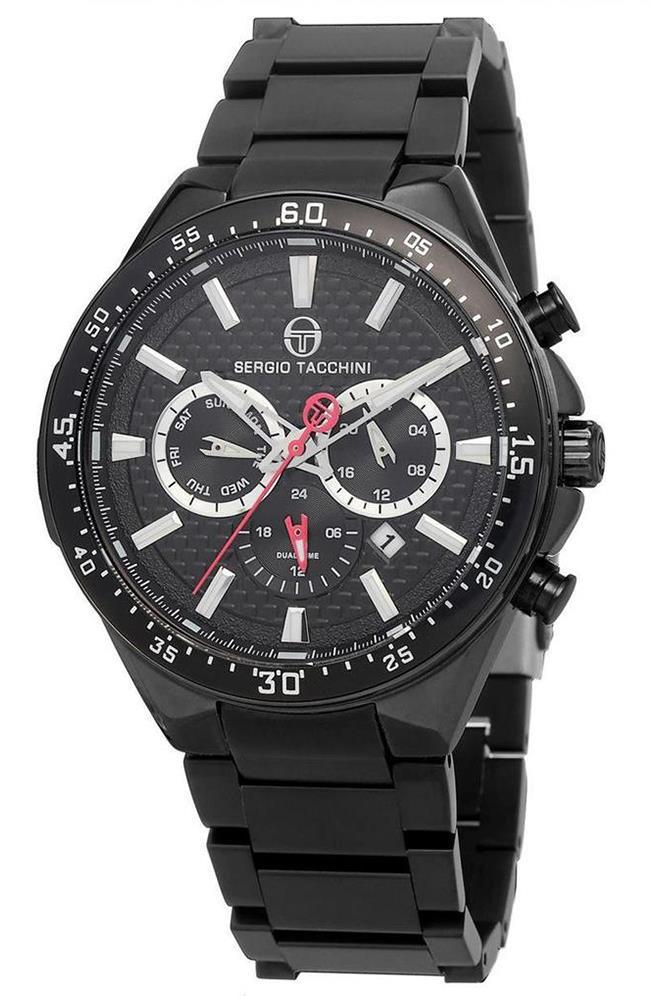 Sergio Tacchini ST.1.10073.3 Takvimli 45 mm Siyah Çelik Kordon Analog Erkek Kol Saati