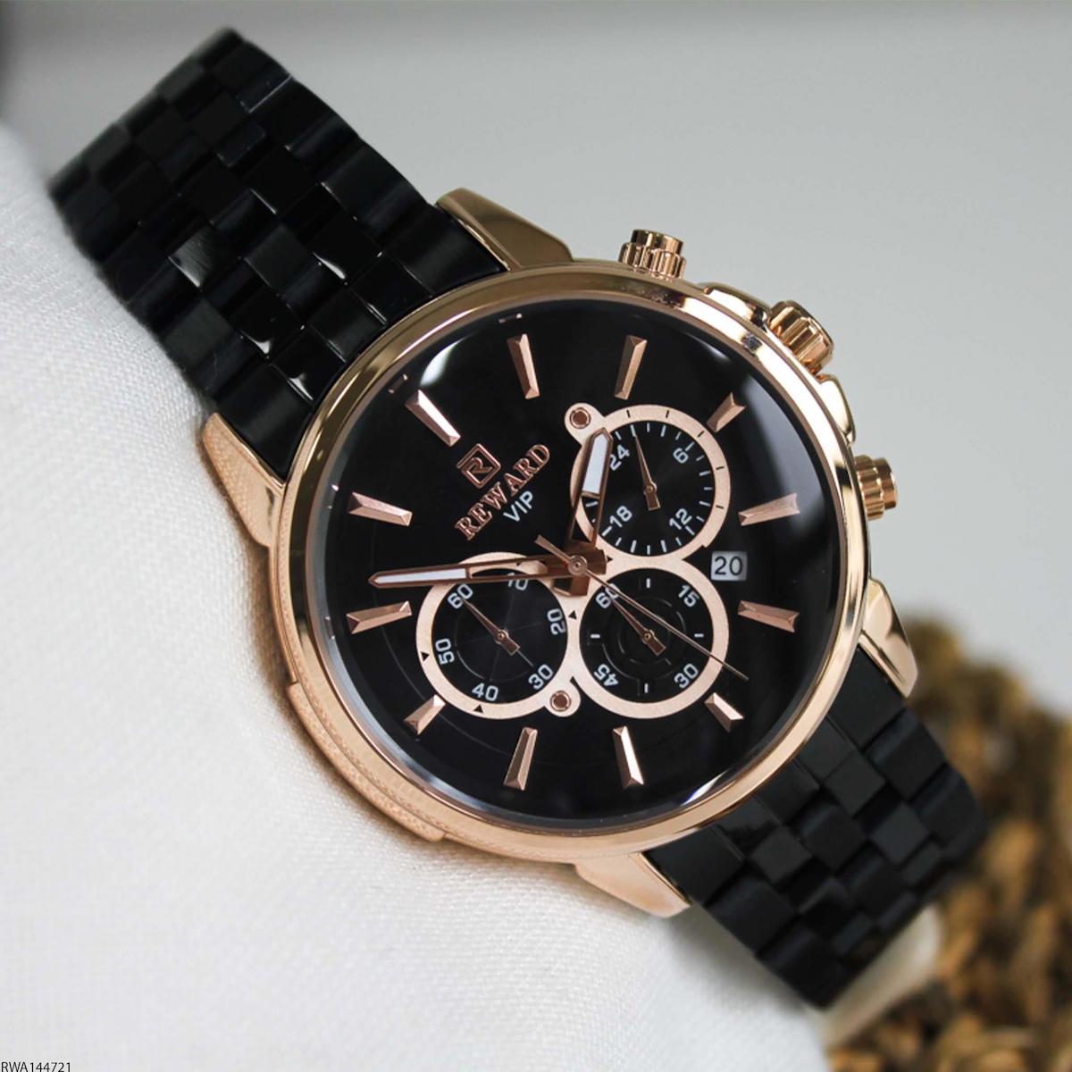 Reward RWA144721 Takvimli 45 mm Siyah Çelik Kordon Analog Erkek Kol Saati