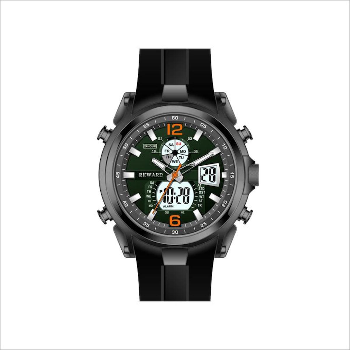 Reward A143944 Takvimli 45 mm Siyah Metal Kordon Analog Erkek Kol Saati