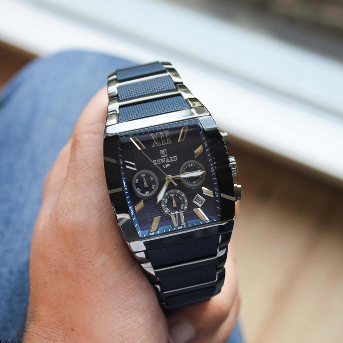 Reward RWA141107 Takvimli 45 mm Gri-Lacivert Silikon Kordon Analog Erkek Kol Saati