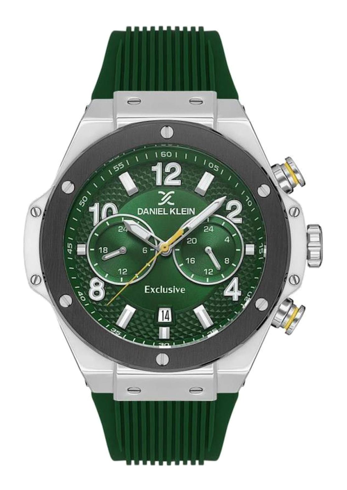 Daniel Klein DK.1.13615-3 Takvimli 42 mm Yeşil Silikon Kordon Analog Erkek Kol Saati