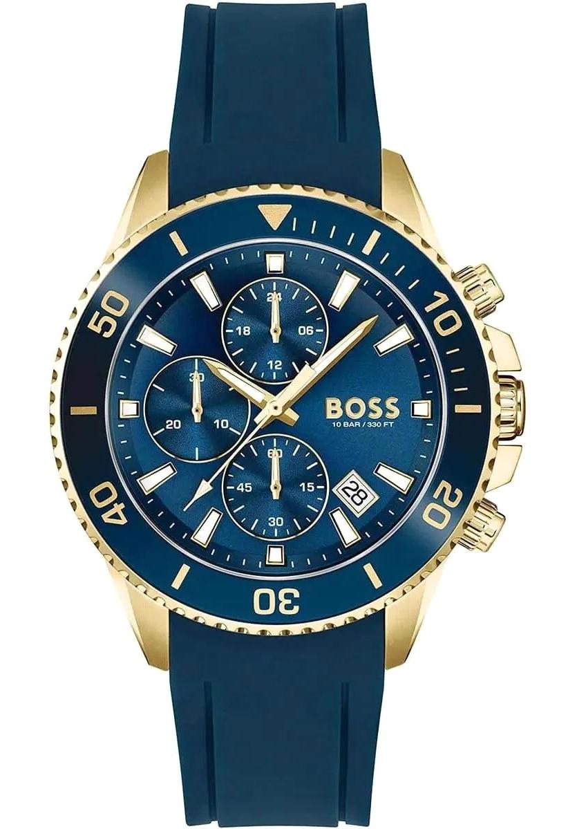 Hugo Boss HB1513965 Pusulalı Takvimli 45 mm Mavi Silikon Kordon Analog Erkek Kol Saati