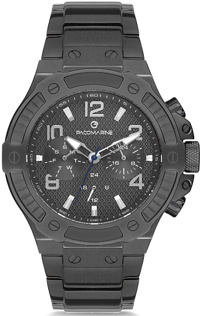 Pacomarine PM.51193.02 42 mm Siyah Çelik Kordon Analog Kol Saati