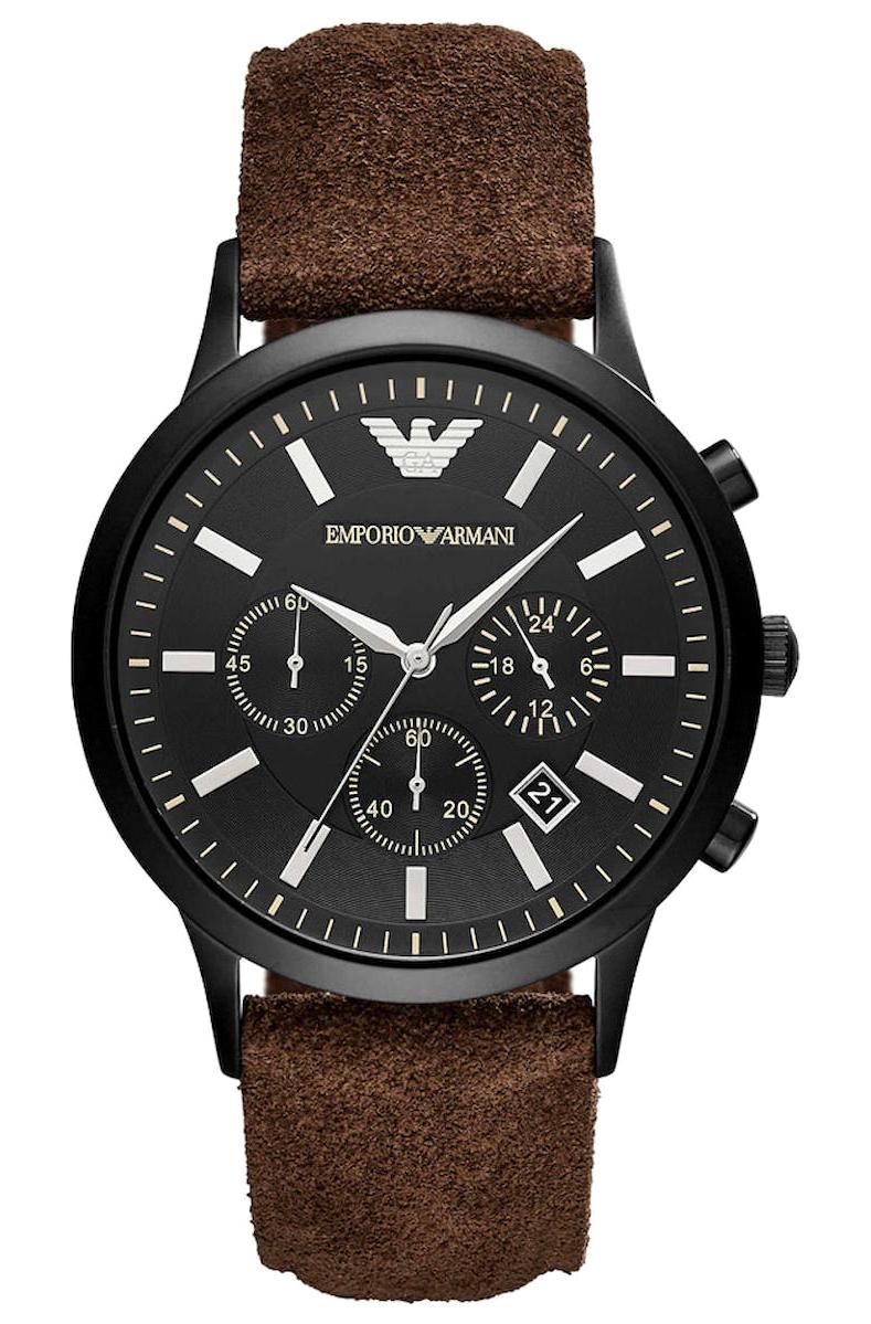 Emporio Armani AR11078 Takvimli 42 mm Kahverengi Deri Kordon Analog Kol Saati