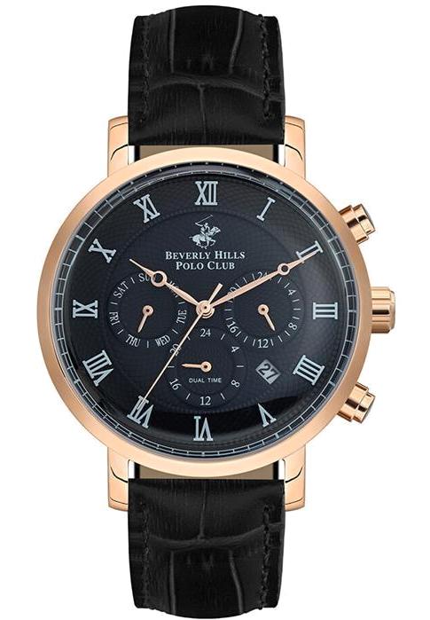 Beverly Hills Polo Club BP3019X451 Takvimli 40 mm Siyah Deri Kordon Analog Erkek Kol Saati