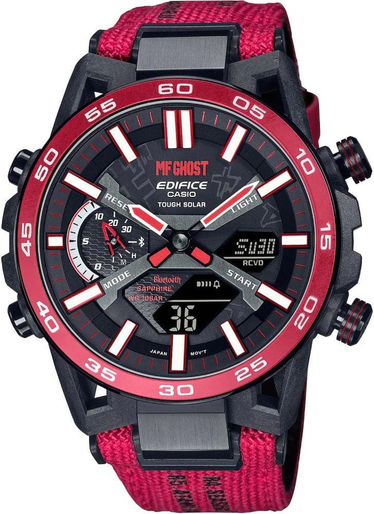 Casio ECB-2000MFG-1ADR Takvimli Pembe Kumaş Kordon Analog Erkek Kol Saati