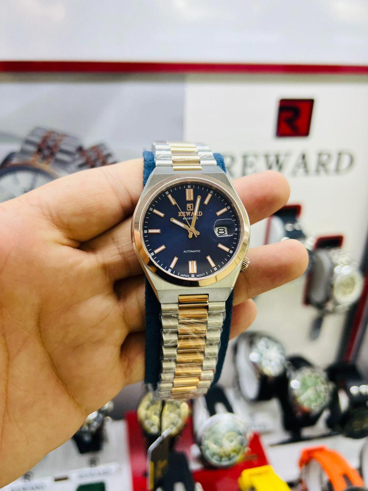 Reward NJ4568.88X.1 Su Geçirmez Takvimli 42 mm Gri-Rose Gold Çelik Kordon Analog Erkek Kol Saati