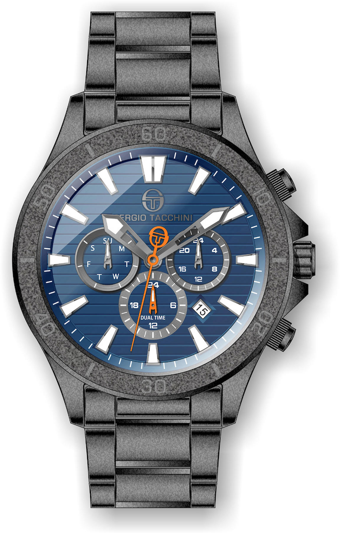 Sergio Tacchini ST.1.10027.4 Pusulalı Takvimli 45 mm Antrasit Metal Kordon Analog Kol Saati