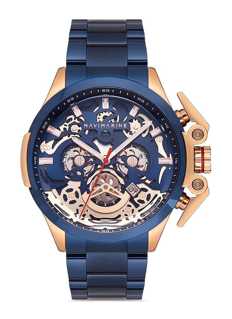 Navimarine NT0001-4 Takvimli Lacivert Çelik Kordon Analog Erkek Kol Saati