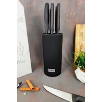 Castle Kitchen Black Serisi 6'lı Mutfak Bıçak Seti Standlı