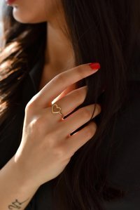 Çınar Gold Kalpli Beyaz Taşlı 14 Ayar Altın Yüzük