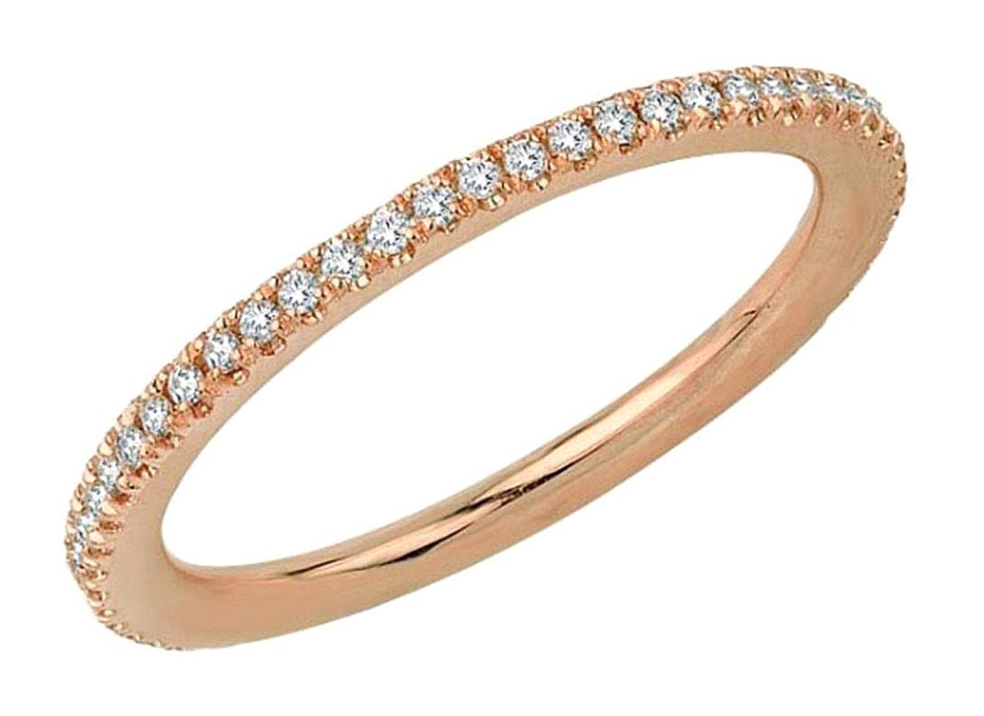 İryum Beyaz Taşlı Tamtur 14 Ayar Rose Gold Altın Yüzük