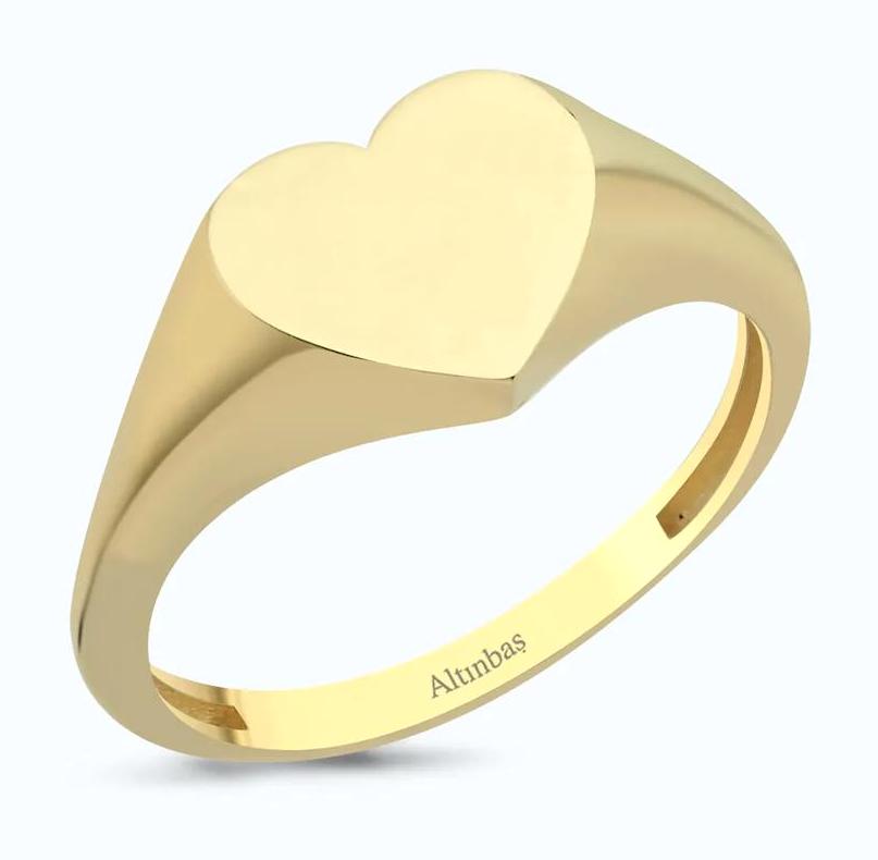 Altınbaş Kalpli 14 Ayar Rose Gold Altın Yüzük