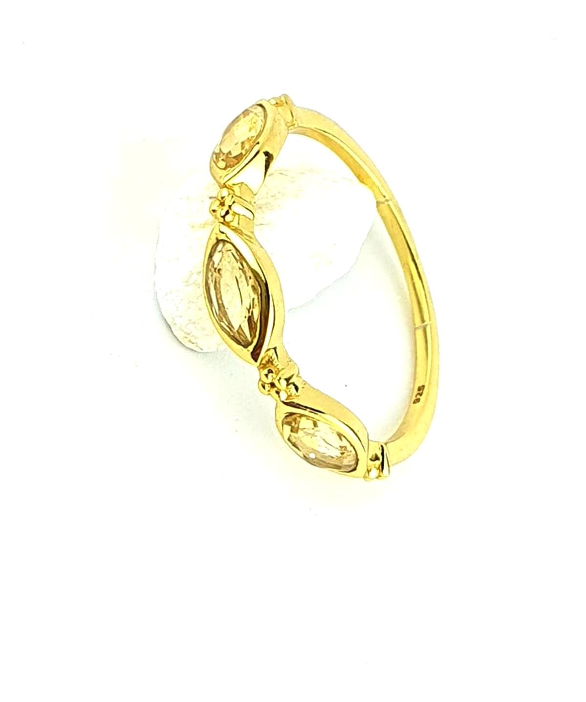 Oseshop Beyaz Sitrin Taşlı 925 Ayar Altın Yüzük