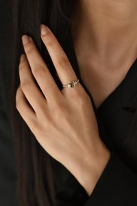 Çınar Gold Beyaz Taşlı N Harfli 14 Ayar Altın Yüzük