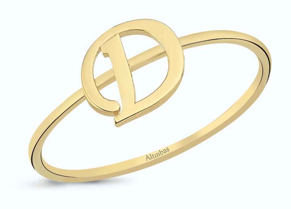 Altınbaş Beyaz D Harfli Rose Gold Altın Yüzük