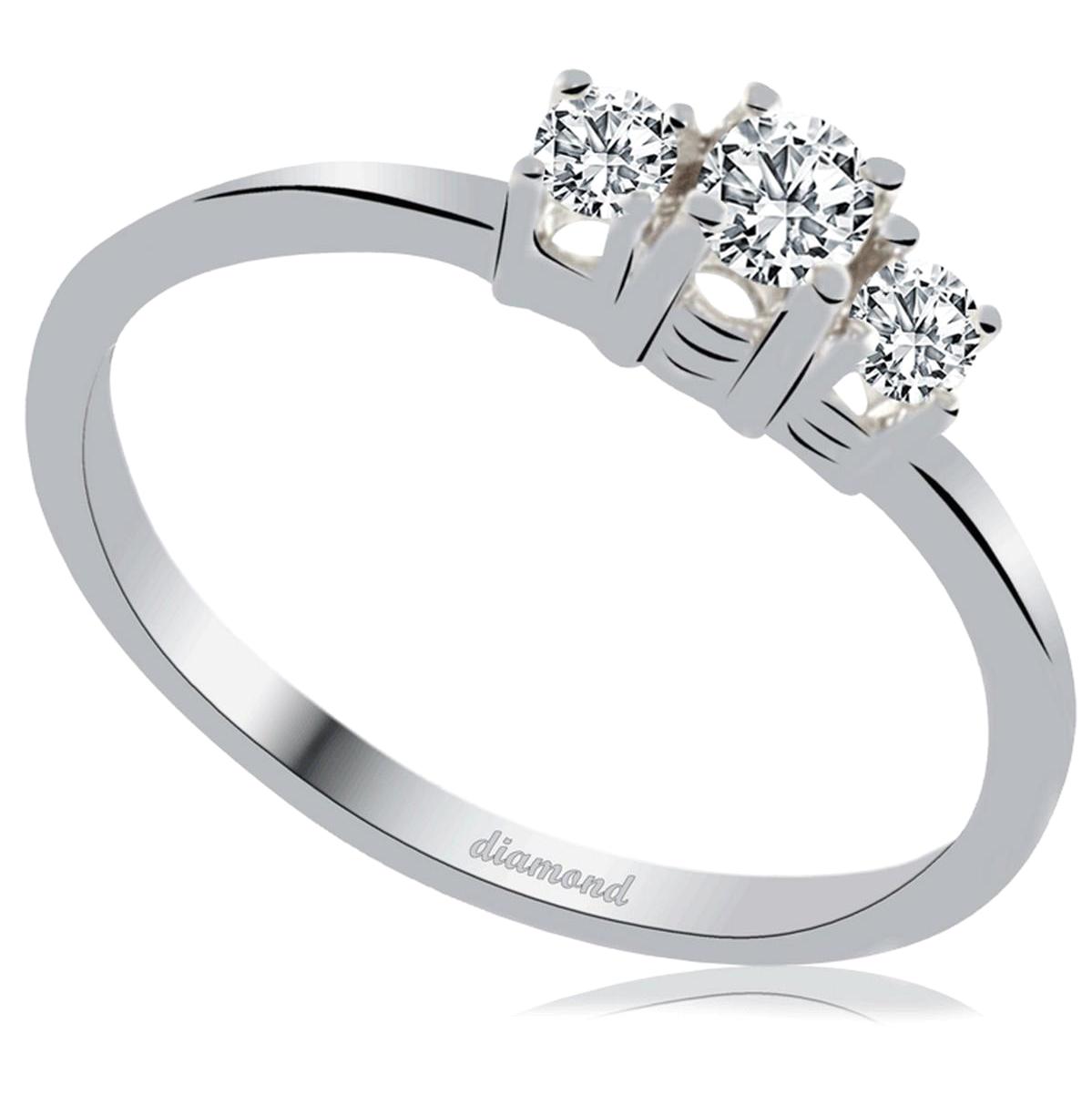 Cigold Beyaz Taşlı Tria 18 Ayar Rose Gold Altın Yüzük