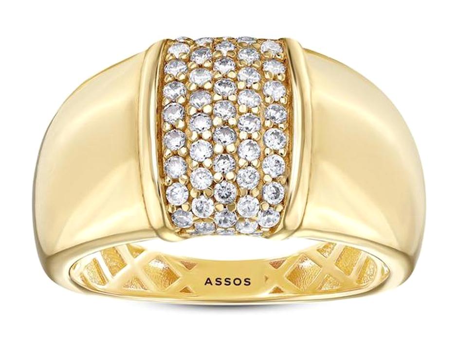Assos Pırlanta Beyaz Taşlı 14 Ayar Rose Gold Altın Yüzük