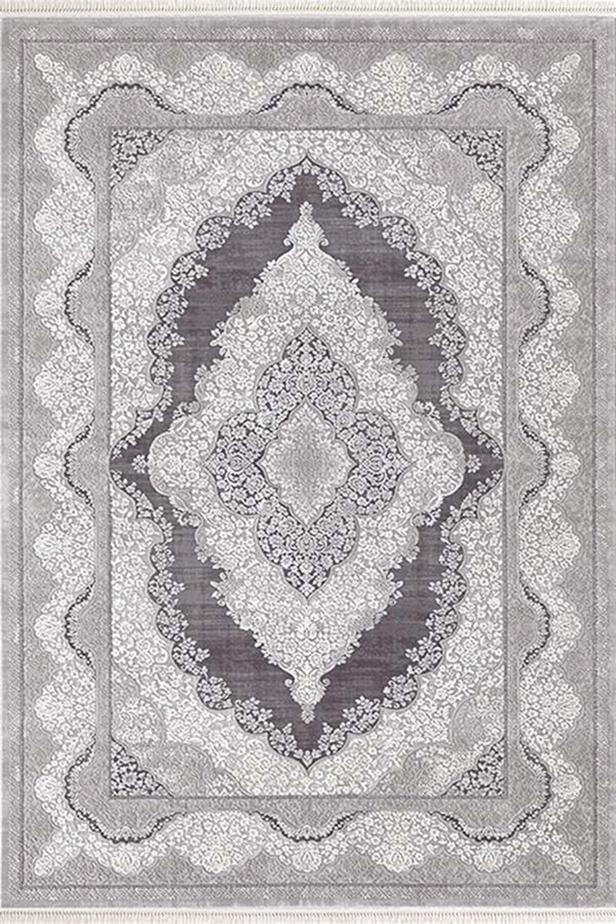 Efsane Halı Esmira 31893 Gri 8 mm Akrilik Silinebilir Yıkanabilir Orta Kaymaz Dikdörtgen Makine Dokuma Salon Halısı 100x150 cm