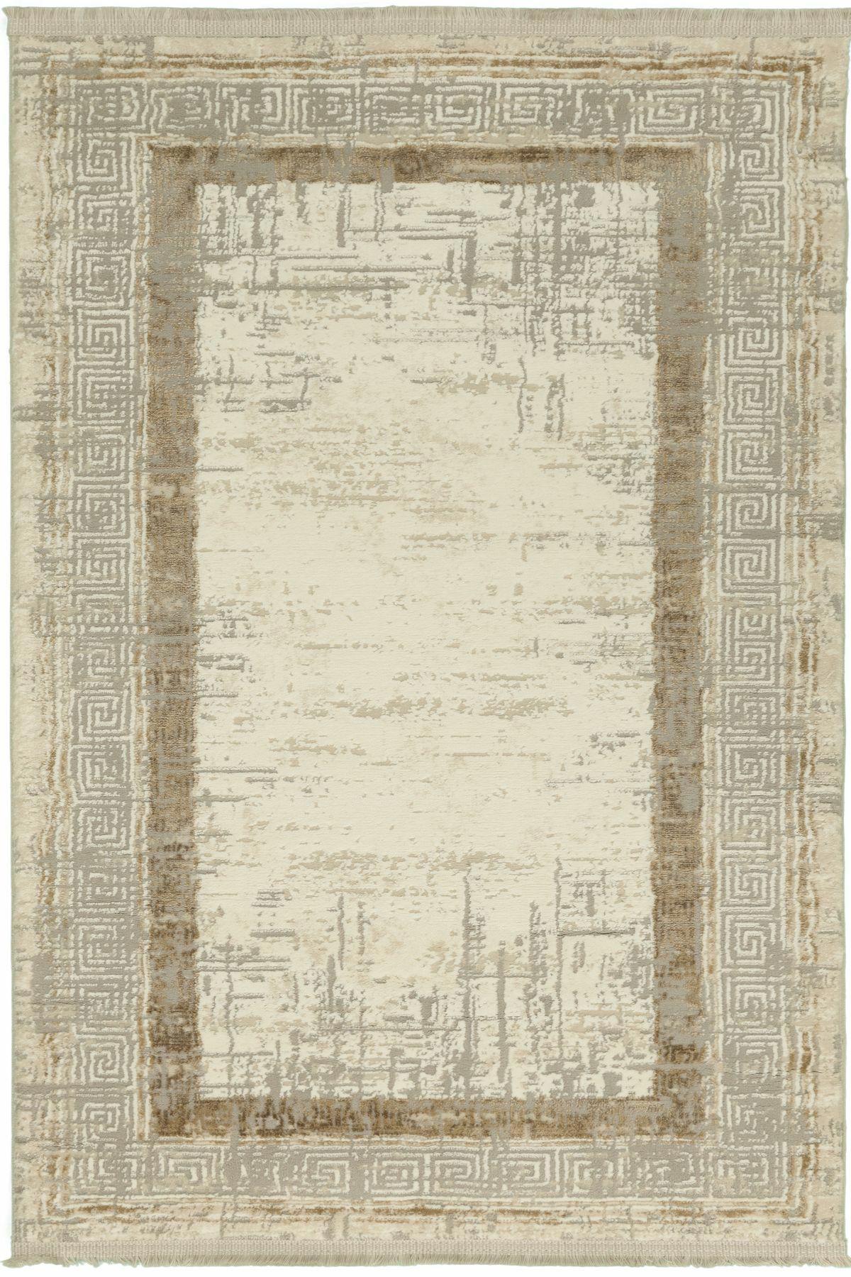 Tuğra Halı Rixos Ivona IV03 Krem 7 mm Polyester Yıkanabilir Kalın Kaymaz Taban Dikdörtgen Makine Dokuma Salon Halısı 250x350 cm