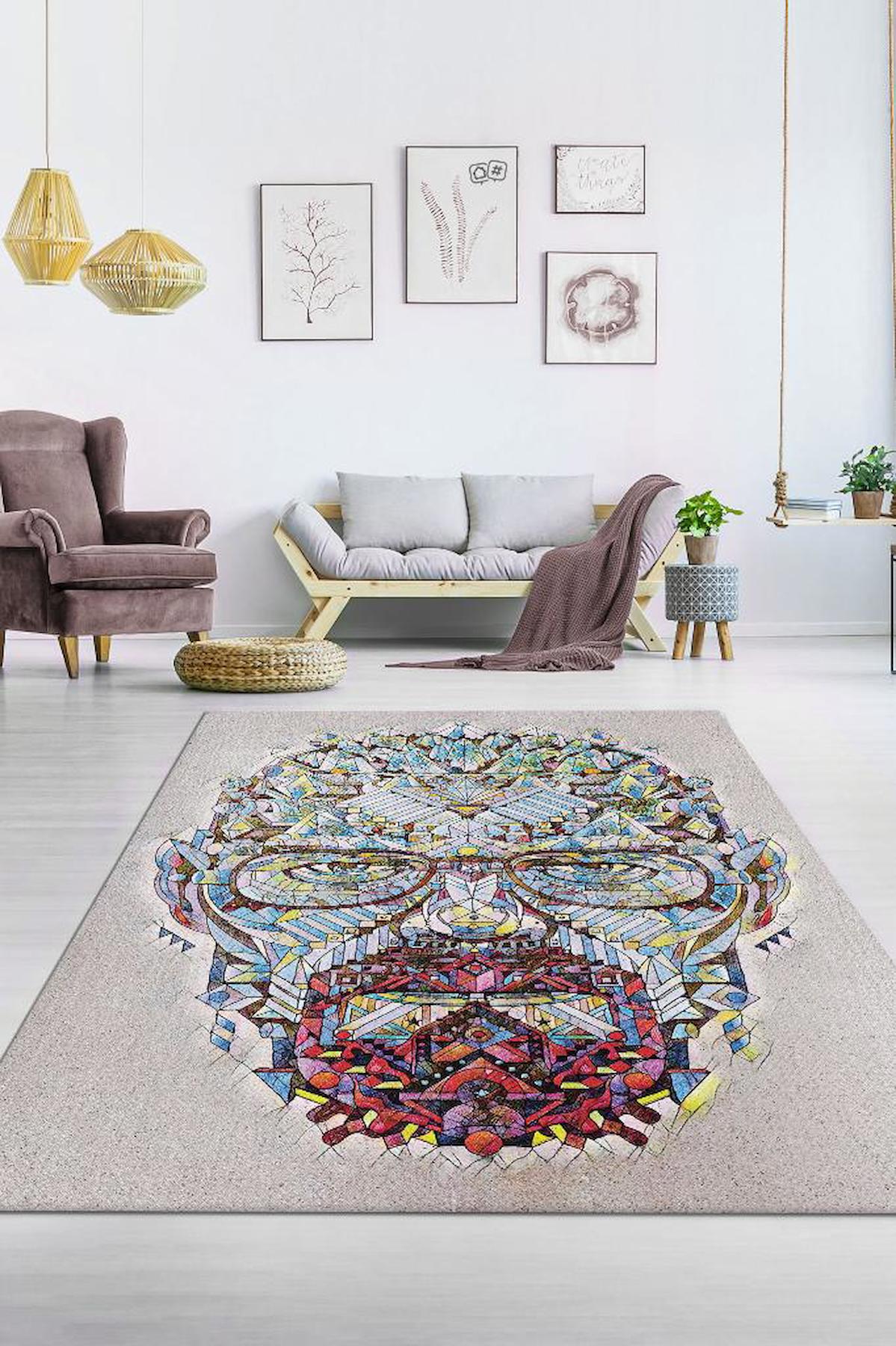 Homshtag Breaking Bad Çok Renkli 4 mm Pamuk Antistatik Yıkanabilir İnce Kaymaz Dikdörtgen Makine Dokuma Salon Halısı 80x200 cm