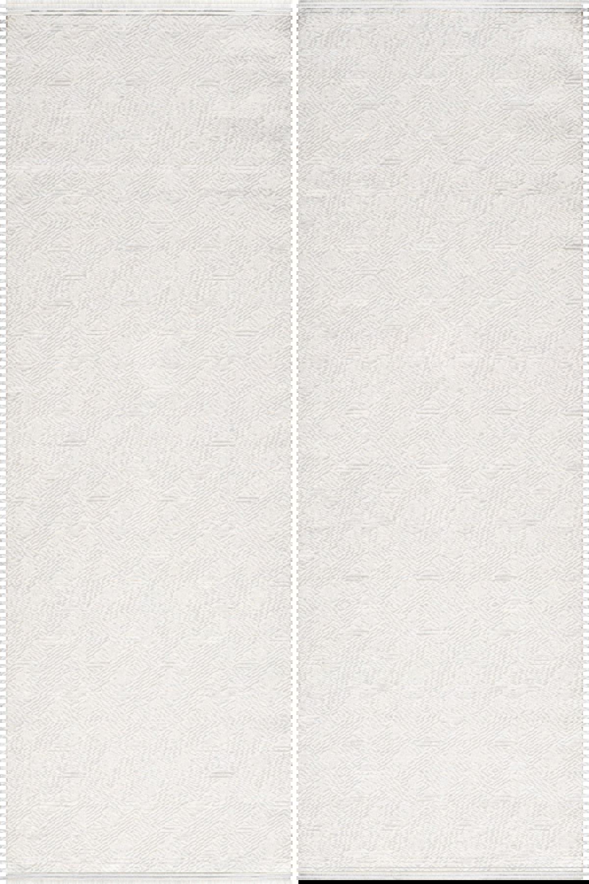 Pierre Cardin Jardin Beyaz 10 mm Akrilik Yumuşak Yıkanabilir İnce Kaymaz Dikdörtgen Makine Dokuma Salon Halısı 80x300 cm