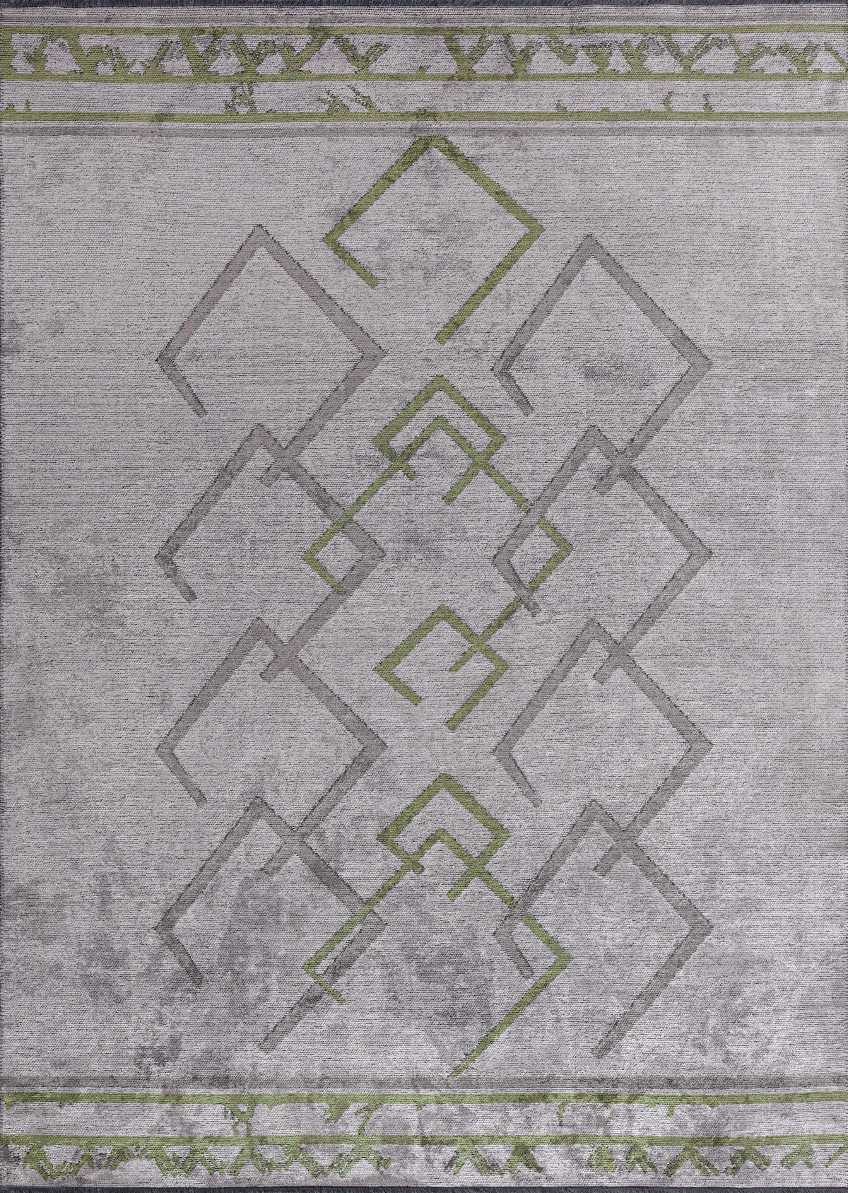 Hattena Design House Gri-Yeşil Viskon Dikdörtgen Halı 80x300 cm