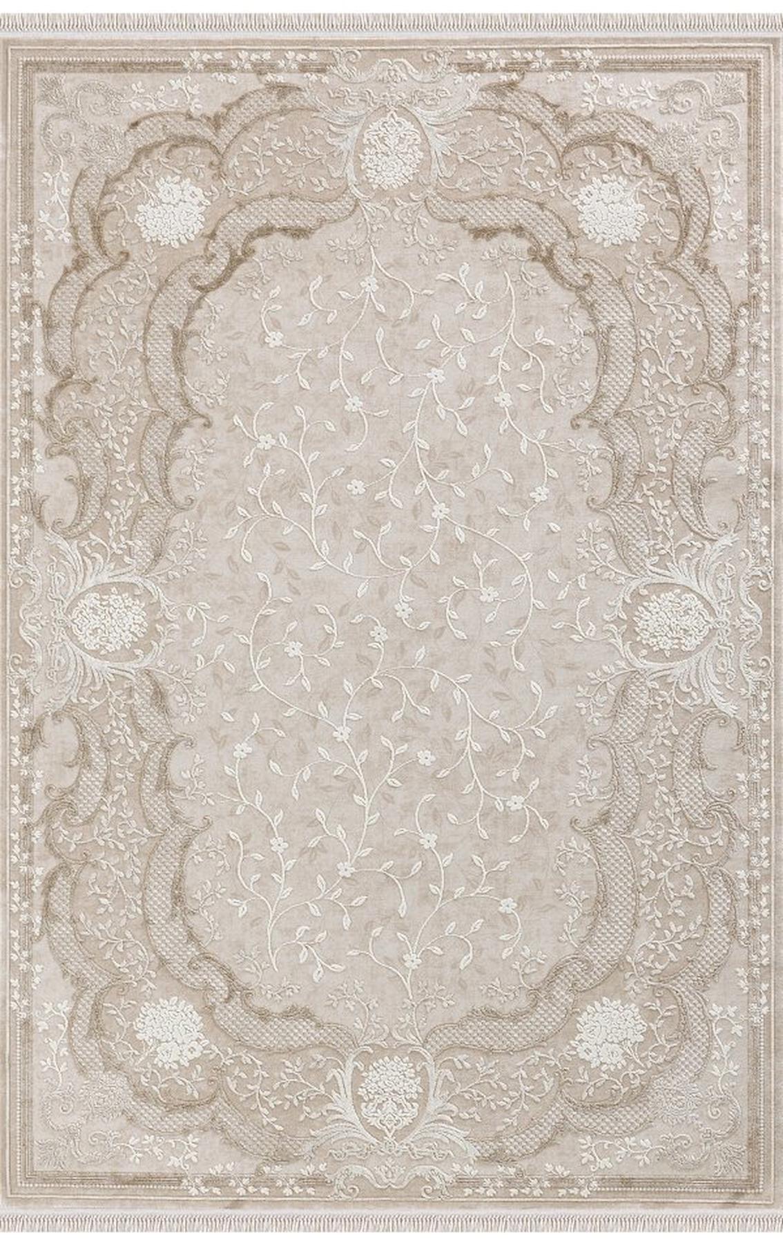 Merinos Rodin 19775 Krem 11 mm Akrilik Toz Tutmaz Yıkanabilir Kalın Kaymaz Dikdörtgen Makine Dokuma Salon Halısı 80x150 cm