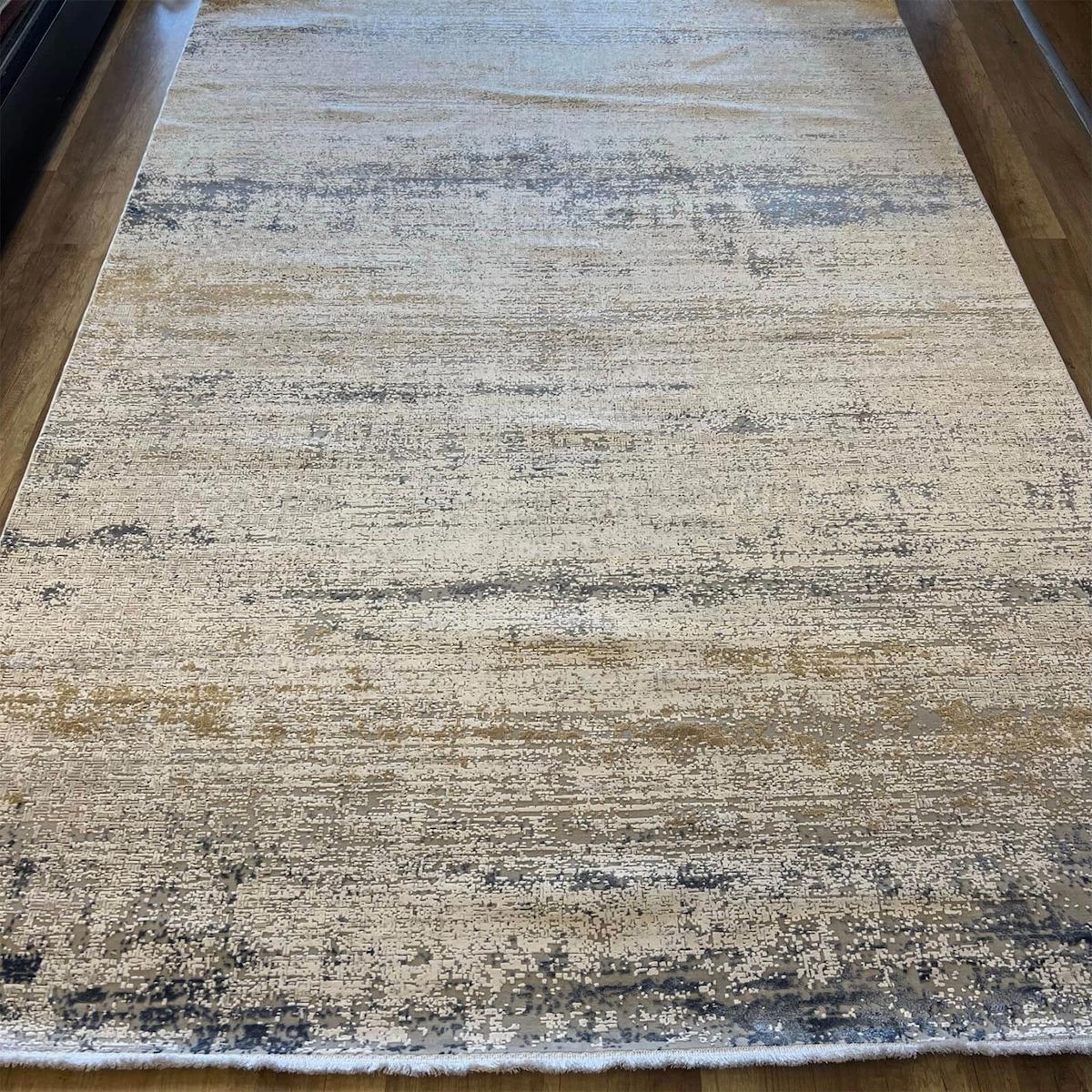Hoom Rugs Exclusive Miami 60538 Gri-Mavi 8 mm Bambu Antialerjenik Yıkanabilir Orta Kaymaz Dikdörtgen Makine Dokuma Salon Halısı 80x120 cm