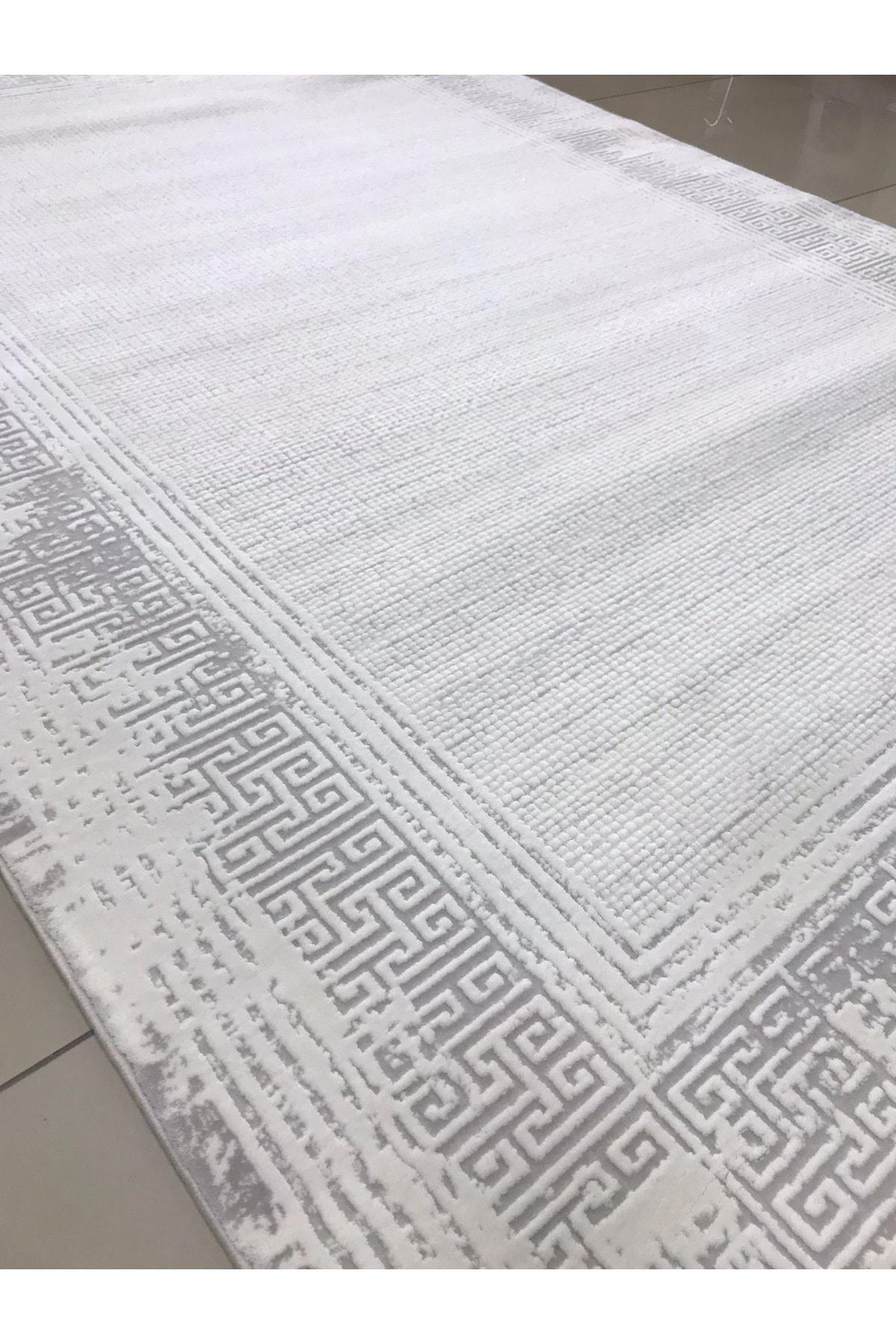 Merinos Rodin 60894 Krem 10 mm Akrilik Toz Tutmaz Yıkanabilir Kalın Kaymaz Dikdörtgen Makine Dokuma Salon Halısı 80x200 cm