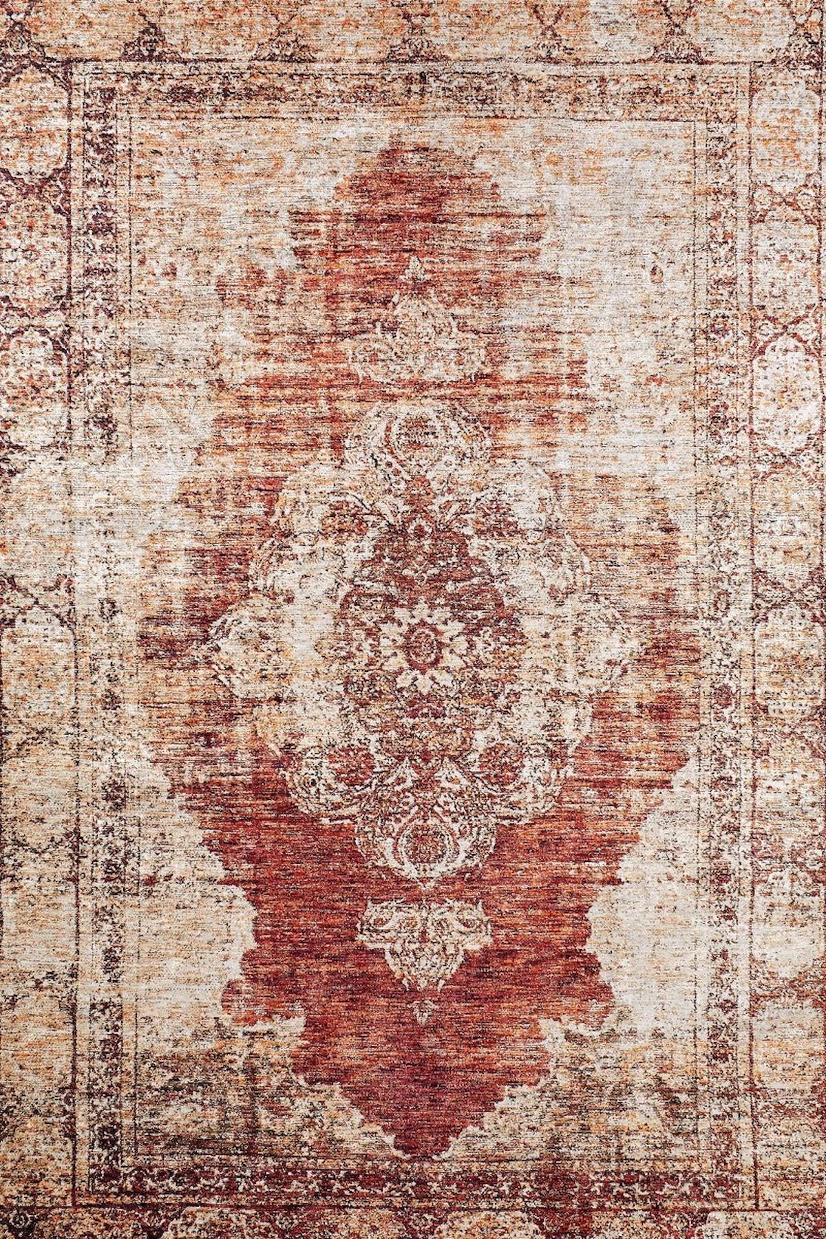Halı Atölyesi HK048 Kahverengi 5 mm Pamuk Yıkanabilir Kaymaz Taban Dikdörtgen Makine Dokuma Salon Halısı 140x200 cm