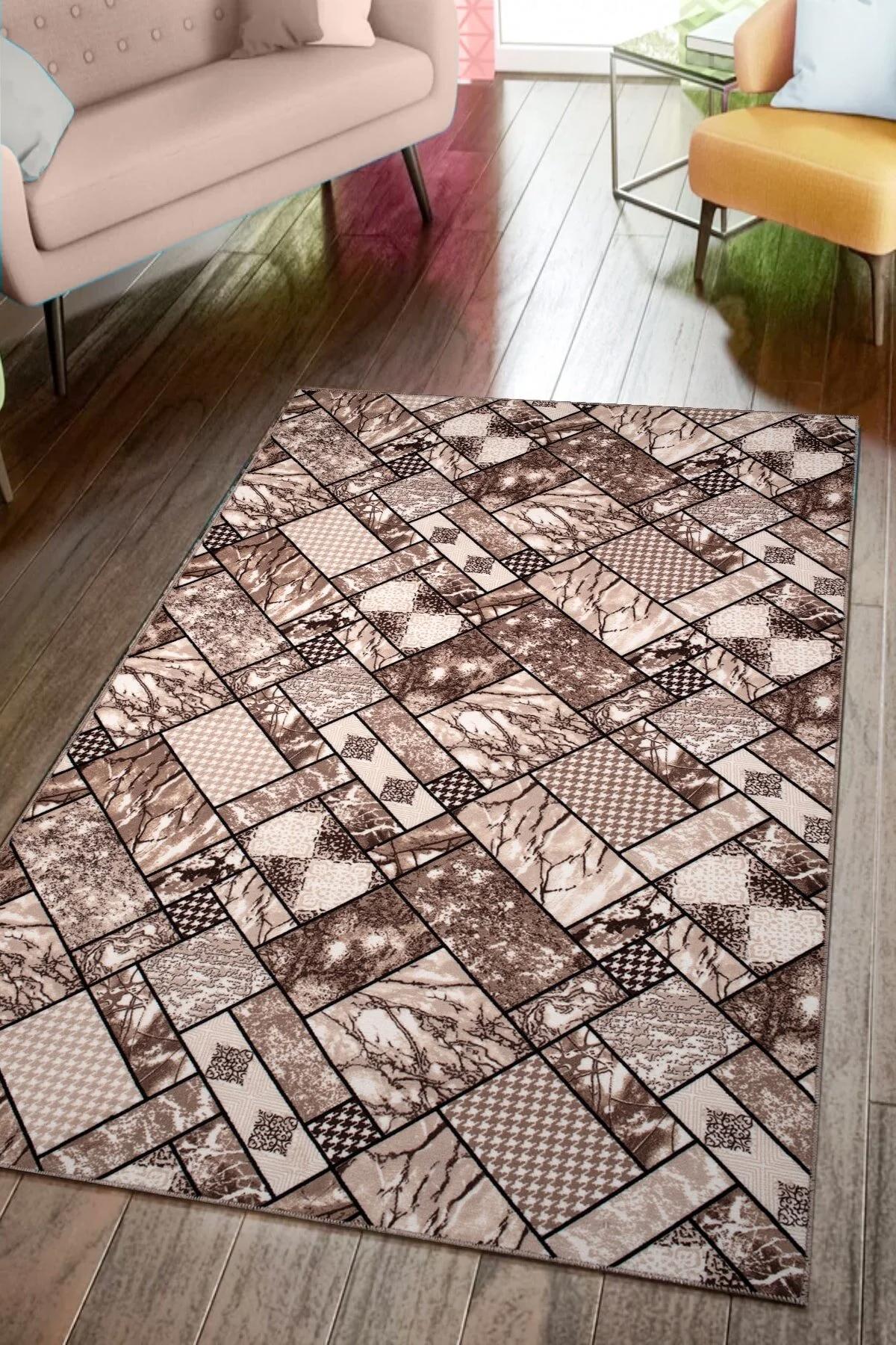 Inter Weaving Siyah 7 mm Polyester Yıkanabilir İnce Kaymaz Taban Dikdörtgen Makine Dokuma Salon Halısı 100x300 cm