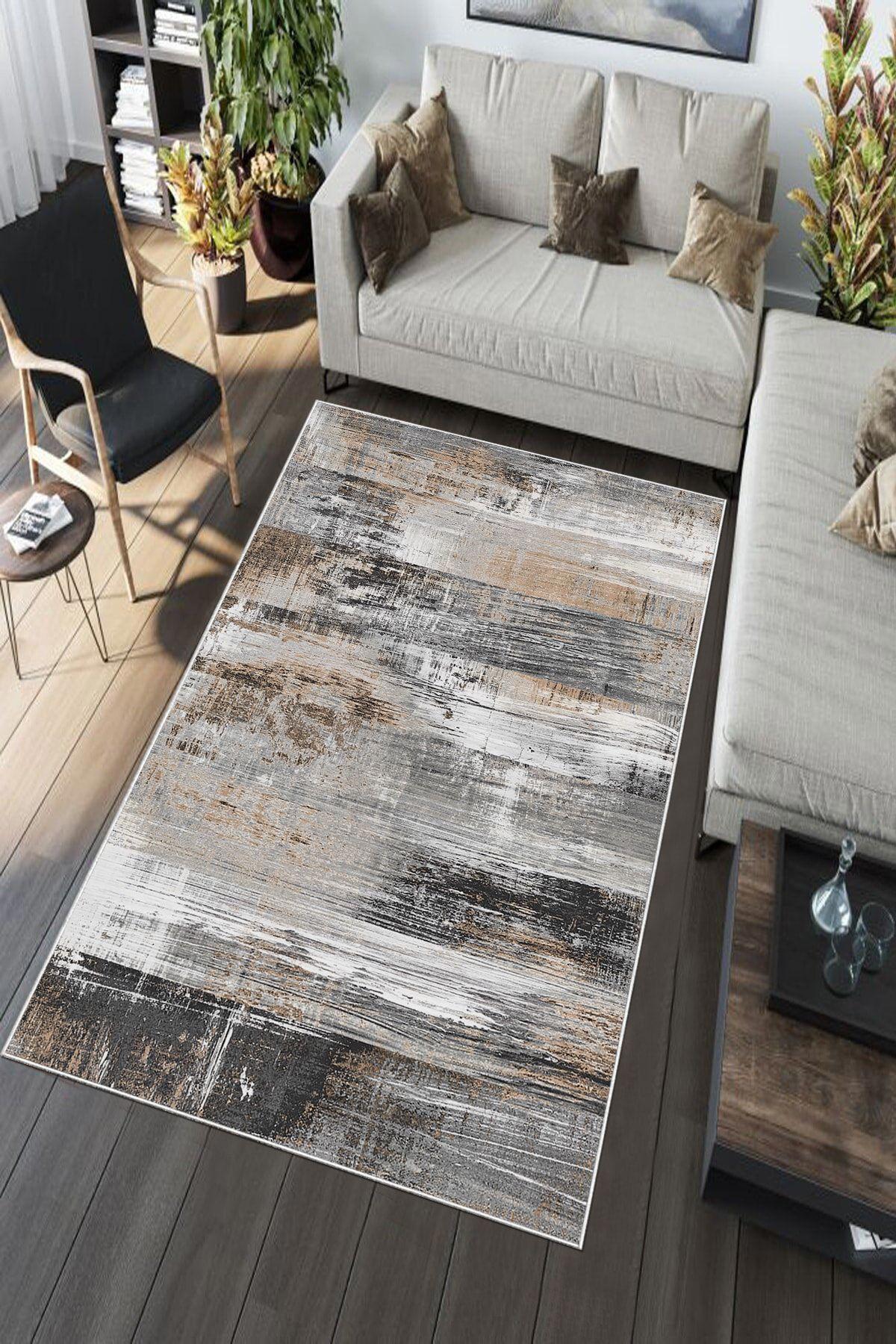 Aldora A172 Çok Renkli 9 mm Deri Antibakteriyel Yıkanabilir İnce Kaymaz Lateks Taban Dikdörtgen Makine Dokuma Salon Halısı 120x120 cm