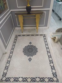 Doruklar Home Collection Krem 0.8 mm Mikropolyester Yıkanabilir İnce Kaymaz Dikdörtgen Makine Dokuma Salon Halısı 200x290 cm