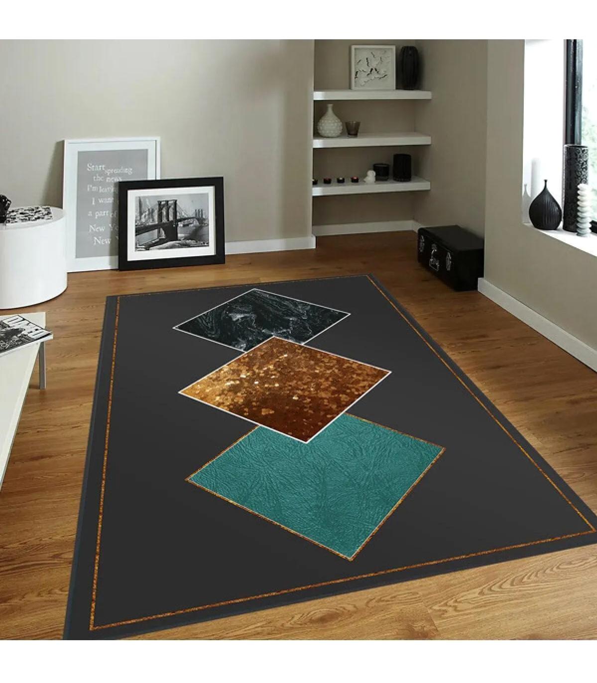 Rovigo Home RVG0068-SD1143 Çok Renkli 8 mm Polyester Antibakteriyel Yıkanabilir Orta Kaymaz Dot Taban Dikdörtgen Makine Dokuma Salon Halısı 160x230 cm
