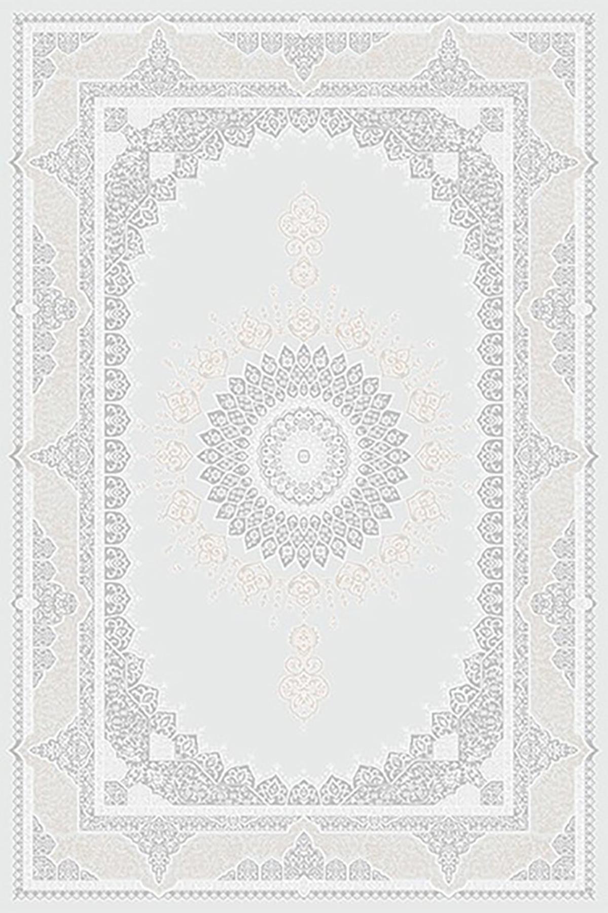 Kreasyon Halı Vavien 1374 Krem Yıkanabilir Kalın Pamuk Taban Dikdörtgen Makine Dokuma Salon Halısı 180x250 cm