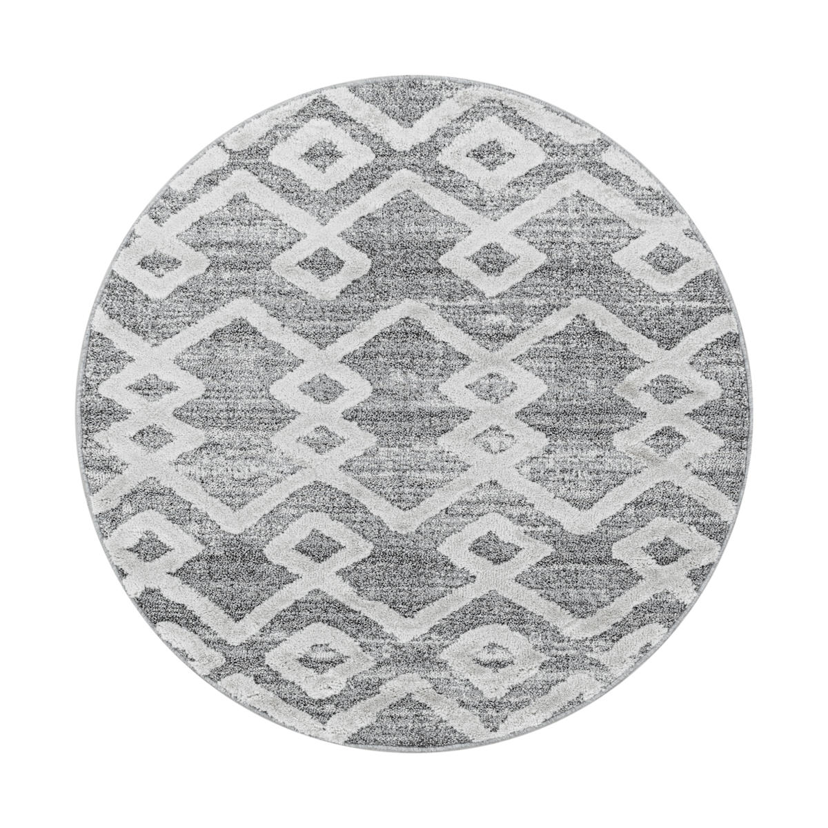 Wide Shop Gri 18 mm Polipropilen Yıkanabilir İnce Kaymaz Jüt Taban Yuvarlak Makine Dokuma Salon Halısı 40x60 cm